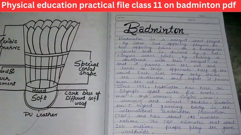 Physical education practical file class 11 on badminton pdf 2023-24