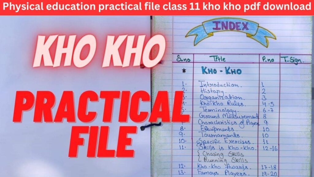 Physical education practical file class 11 kho kho pdf download